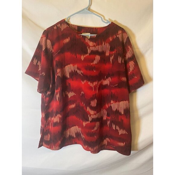 Fashion Bug Womens Plus Size 1x 18/20 Red Career Top Shirt Blouse - Picture 1 of 2